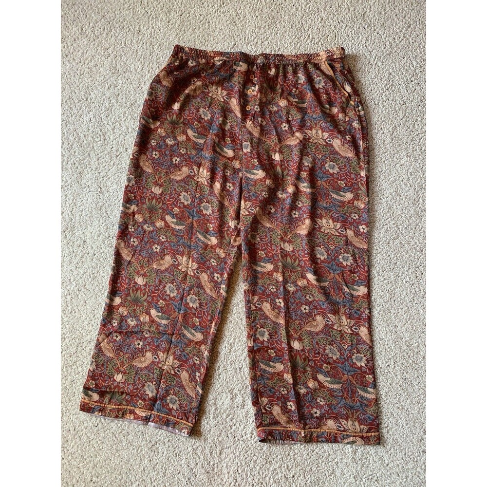 Summersalt Pajama Pants Red Birds Floral Silky Luxe Elastic Waistband 2X